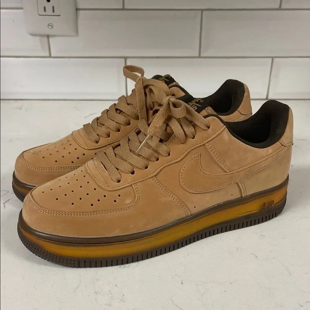 NIKE Air Force 1 B Wheat Mocha Tan - Men Sz 7 - Women 8.5 Worn 1-2 Times No Box